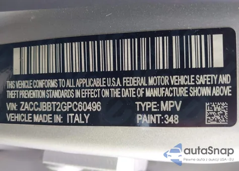 2016 Jeep Renegade Latitude from USA, damaged, VIN ZACCJBBT2GPC60496